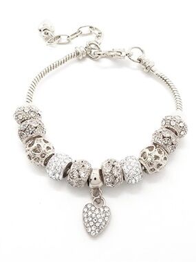 NWT GORGEOUS Silver & Diamond Charm Bracelet